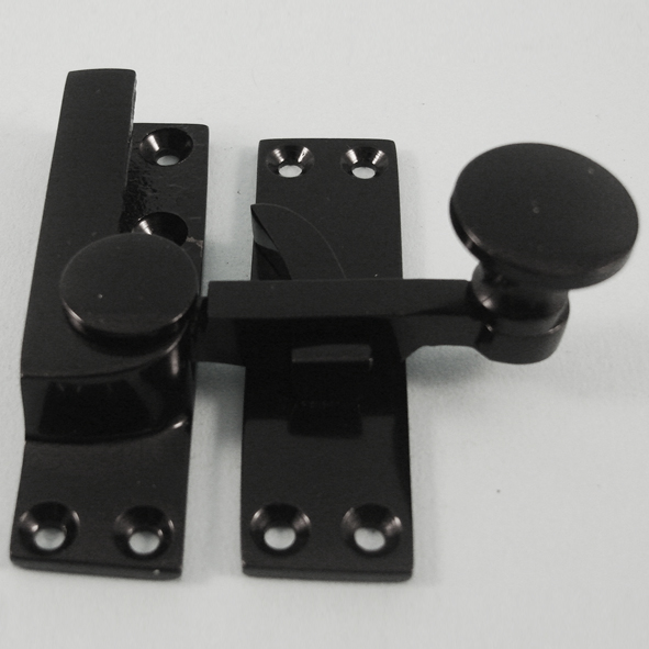 THD158/BLP • Non-Locking • Black Polished • Quadrant Round Knob Sash Fastener
